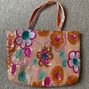 Christiana Vintage Small Sequin Flower Tote Bag